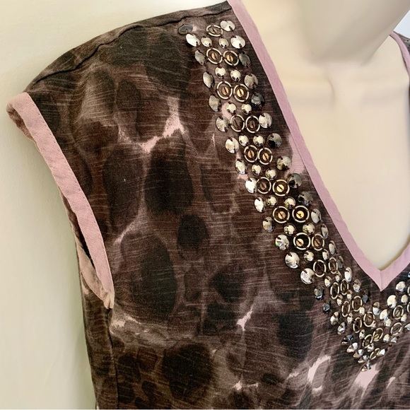 Next Women’s Mauve & Black Embellished Sleeveless Long Top UK 10 - Picture 2 of 7